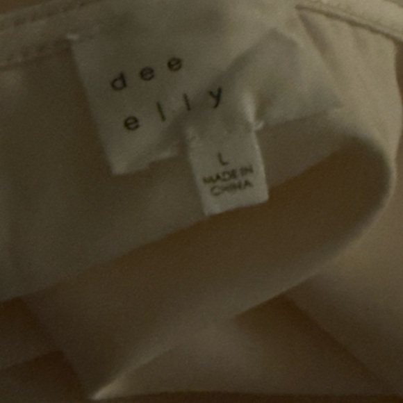 Dee Elly Ruffle Spaghetti Strap short Open Dress ivory Satin large - Picture 10 of 11